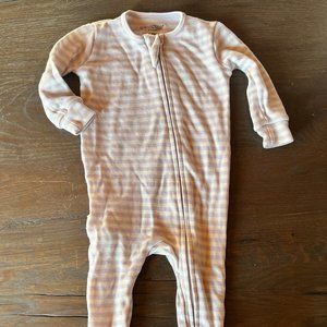 PAIR Woolino Striped purple 100% merino wool footie pajamas 3-6 months